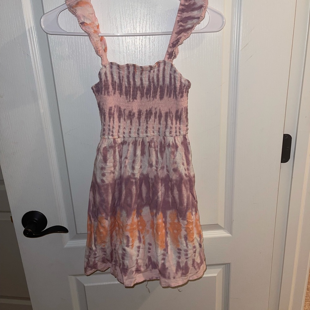 girls purple pink & orange tie dye dres